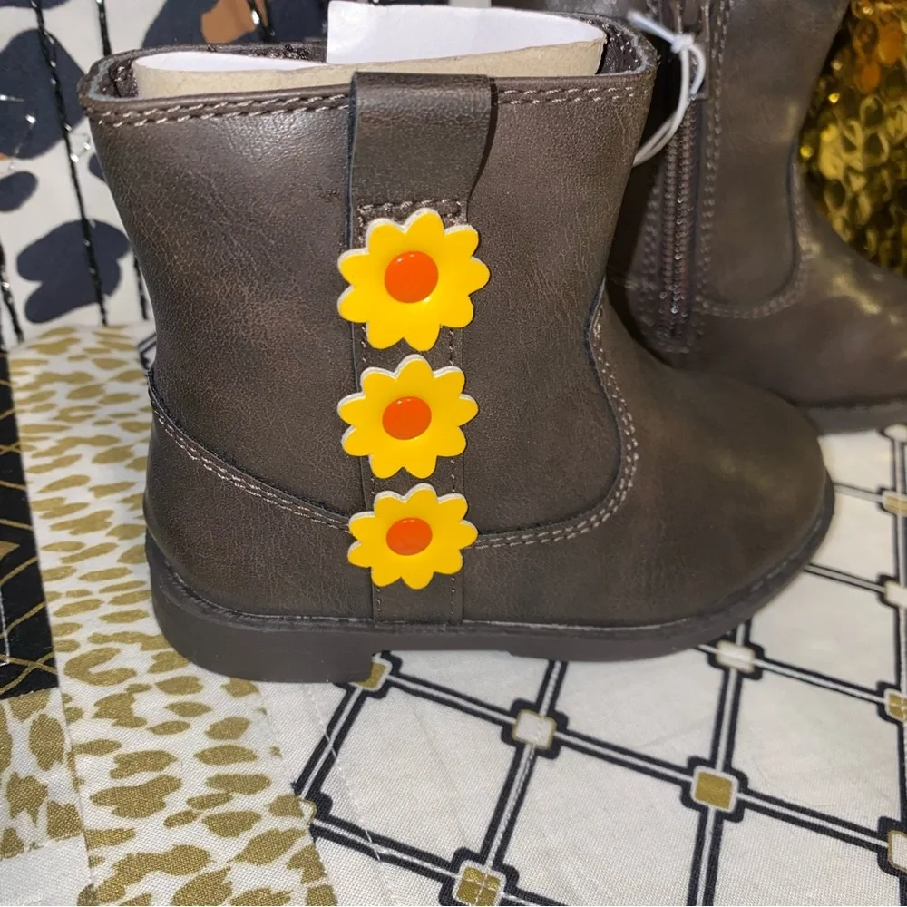 GYMBOREE GIRLS SUNFLOWER BROWN BOOTS
